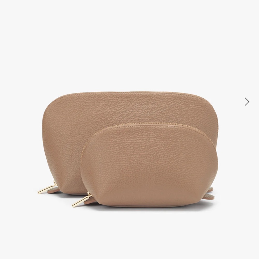 Set of 2 Cuyana Black Pebbled Leather Cosmetic Pouch with Gold Hardware - Picture 5 of 5